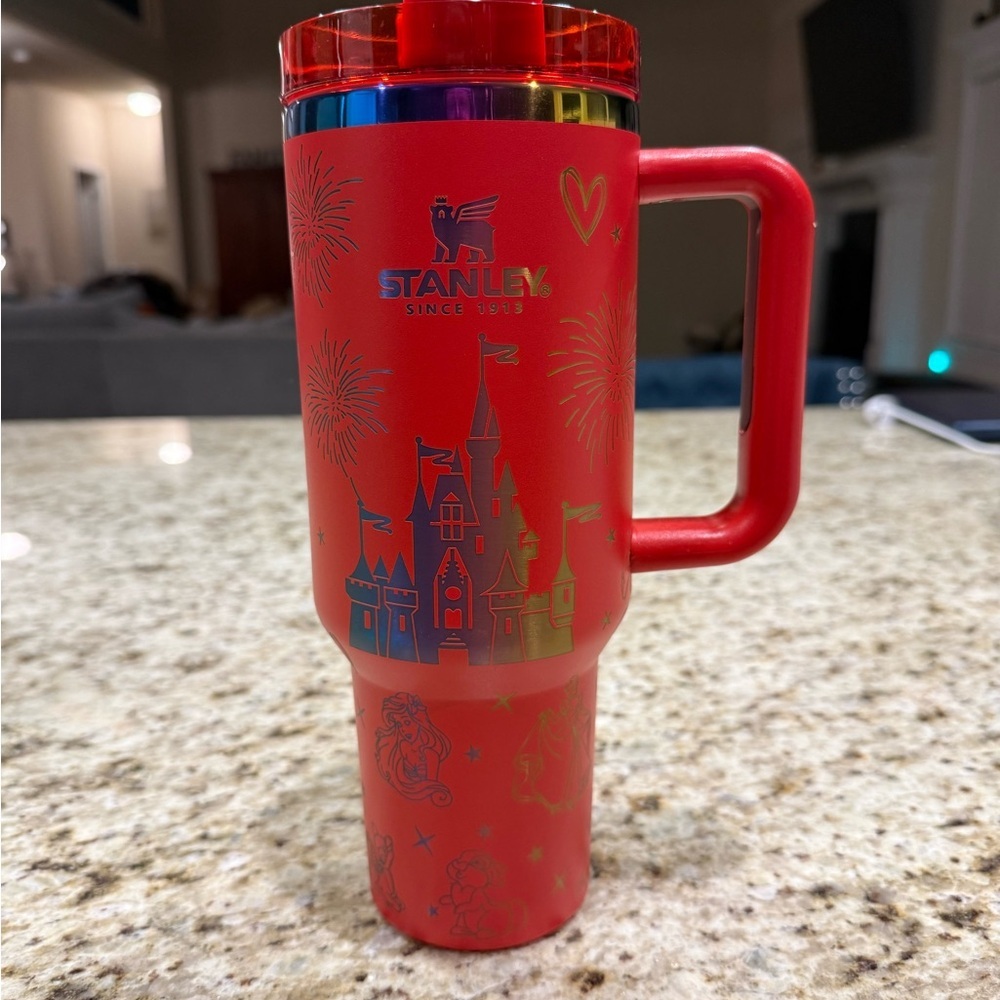 Stanley Vibrant Red Tumbler with Custom Disney Castle 40oz